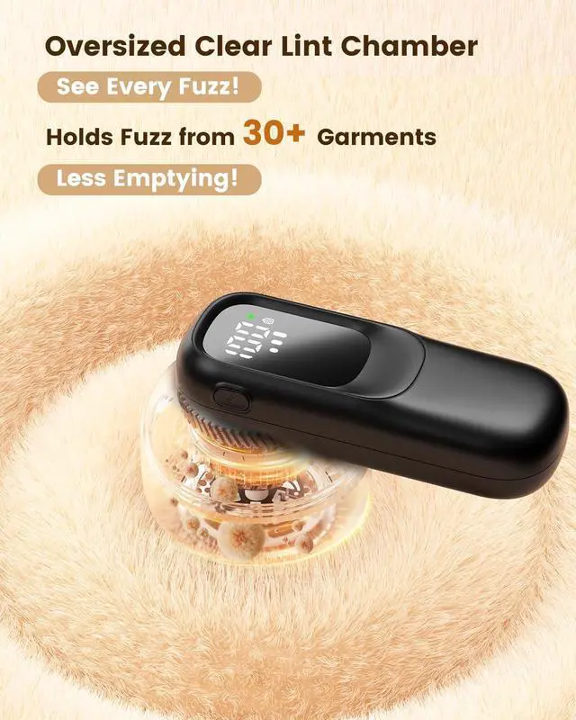 Alt view image 4 of 7 - Rechargeable Fabric Shaver, Lint Remover with 3D Floating Blades & Powerful Motor, Portable Sweater Shaver with Digital Display, 3 Speeds Electric Lint Shaver for Clothes, Sweaters, Furniture