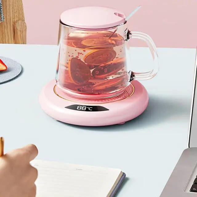 Alt view image 3 of 7 - Cup Warmer Coffee Mug Warmer Cordless Candle Warmer, USB Powered Heating Coaster with 3 Adjustable Heating Levels, Beverage Heater for Office Desk, Camping, Kitchen