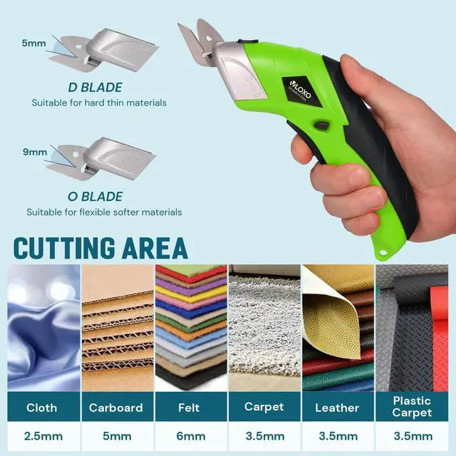 Alt view image 4 of 7 - Cordless Electric Scissors, Cardboard Cutter Electric Fabric Scissors with Blades Rechargeable Powerful Fabric Cutter for Crafts Leather Carboard Carpet Plastic Felt with Case Green CS4001