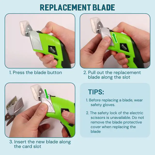 Alt view image 6 of 7 - Cordless Electric Scissors, Cardboard Cutter Electric Fabric Scissors with Blades Rechargeable Powerful Fabric Cutter for Crafts Leather Carboard Carpet Plastic Felt with Case Green CS4001