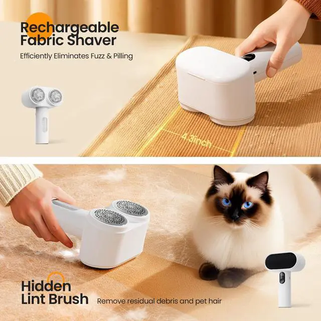 Alt view image 2 of 7 - Fabric Shaver, 2-in-1 Electric Lint Remover & Build-in Lint Brush