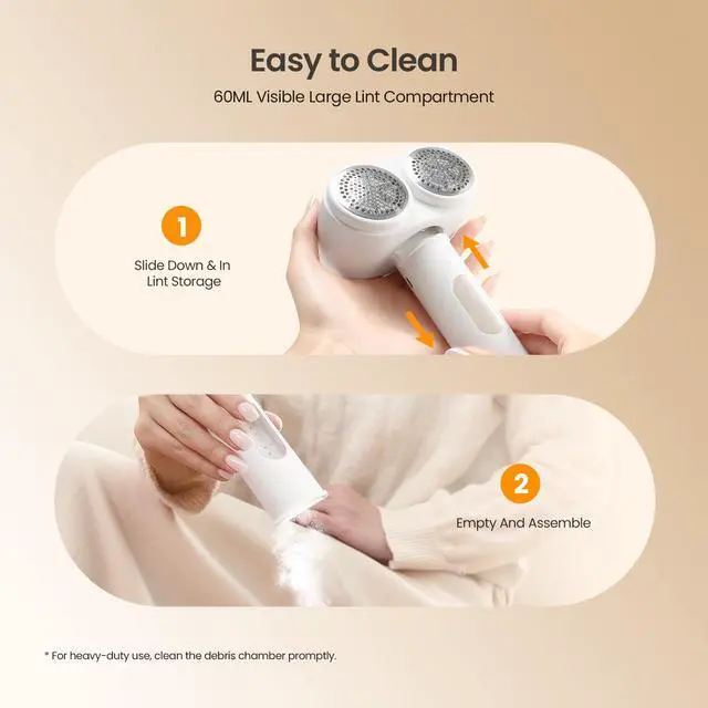 Alt view image 7 of 7 - Fabric Shaver, 2-in-1 Electric Lint Remover & Build-in Lint Brush