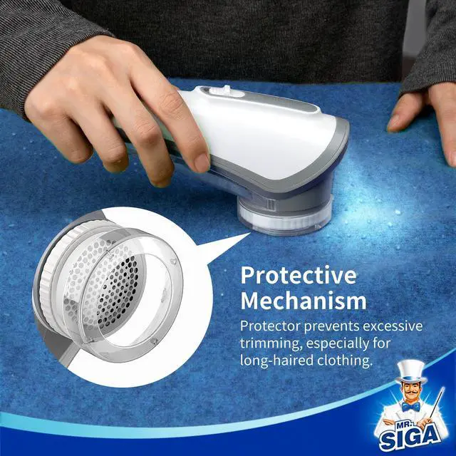 Alt view image 4 of 6 - Fabric Shaver and Lint Remover, Battery Operated Portable Lint Shaver with LED Lights, 2 Replaceable 6-Leaf Blades, Cream/Gray