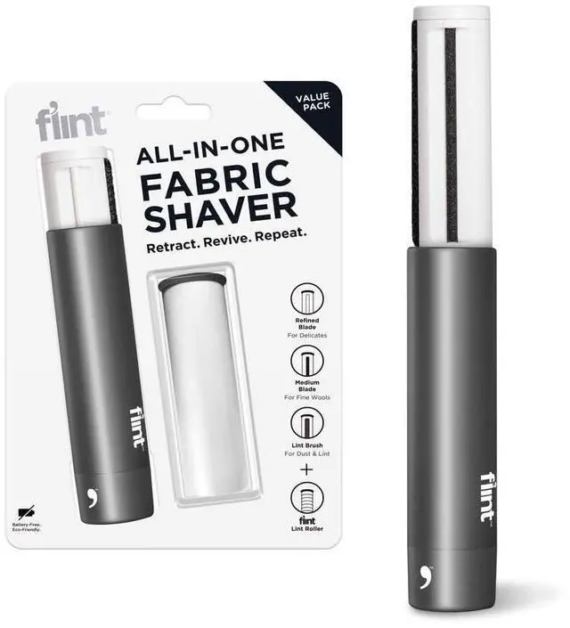 Main image of All-in-One Fabric Shaver, Compact, Retractable & Travel-Friendly Fuzz Remover with 2 Fabric-Safe Care Surfaces, Lint Brush & Lint Roller, Ultimate Depiller for Clothes, Eco-Friendly