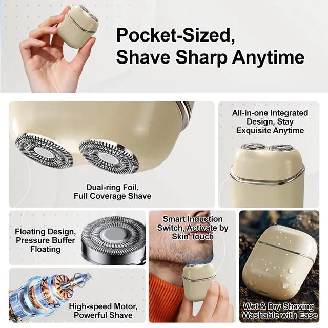 Alt view image 3 of 7 - Mini Electric Shaver for Men and Women Dual Head Portable Razor