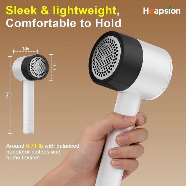 Alt view image 2 of 7 - Fabric Shaver Lint Remover, 10700 RPM Sweater Shaver with 6-Blade Head, Hidden Lint Roller, 3-Speed Fuzz Remover, LED Display, Type-C Rechargeable for Clothes & Furniture