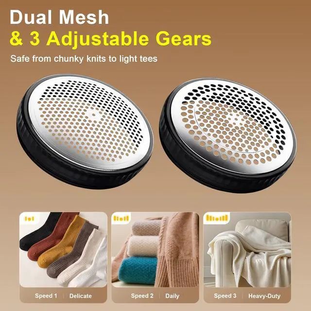 Alt view image 4 of 7 - Fabric Shaver Lint Remover, 10700 RPM Sweater Shaver with 6-Blade Head, Hidden Lint Roller, 3-Speed Fuzz Remover, LED Display, Type-C Rechargeable for Clothes & Furniture