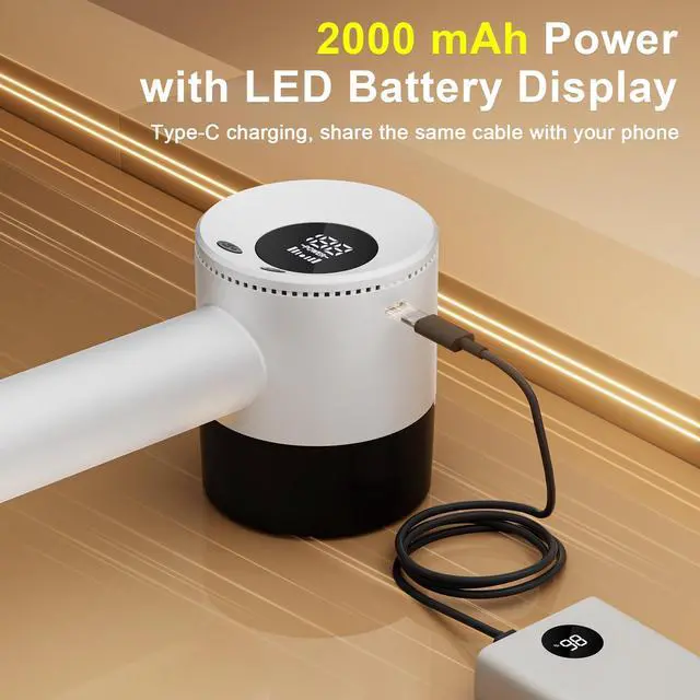 Alt view image 6 of 7 - Fabric Shaver Lint Remover, 10700 RPM Sweater Shaver with 6-Blade Head, Hidden Lint Roller, 3-Speed Fuzz Remover, LED Display, Type-C Rechargeable for Clothes & Furniture