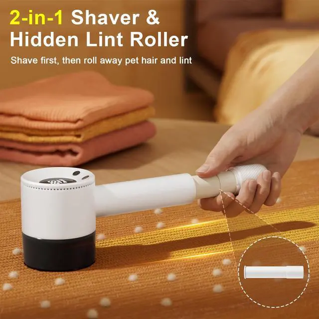 Alt view image 5 of 7 - Fabric Shaver Lint Remover, 10700 RPM Sweater Shaver with 6-Blade Head, Hidden Lint Roller, 3-Speed Fuzz Remover, LED Display, Type-C Rechargeable for Clothes & Furniture