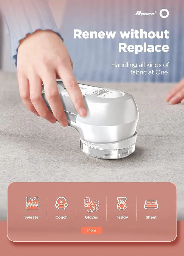 Alt view image 2 of 7 - Fabric Shaver, Lint Remover, Lint Shaver Defuzzer Sweater Shaver for Clothes and Furniture with AC Adapter Pill Fuzz Remover-White