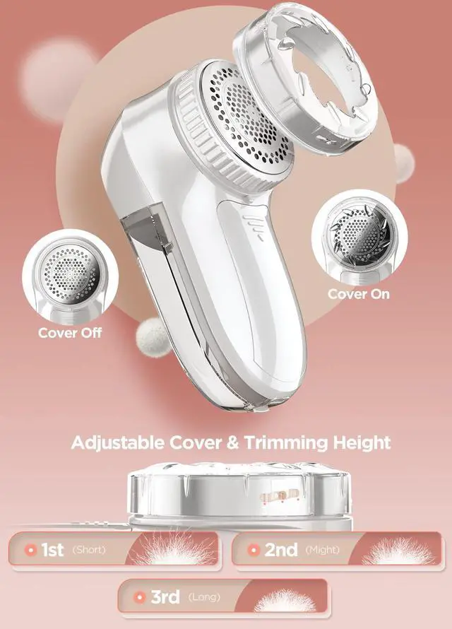 Alt view image 4 of 7 - Fabric Shaver, Lint Remover, Lint Shaver Defuzzer Sweater Shaver for Clothes and Furniture with AC Adapter Pill Fuzz Remover-White