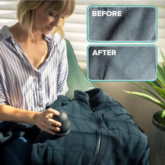 Alt view image 7 of 7 - Fabric Defuzzer, Rechargeable Fabric Shaver and Lint Remover, Portable Sweater Shavers to Remove Pilling, Fuzz, and Fluff, Lint Remover for Clothes and Beddings, Easy to Use Black