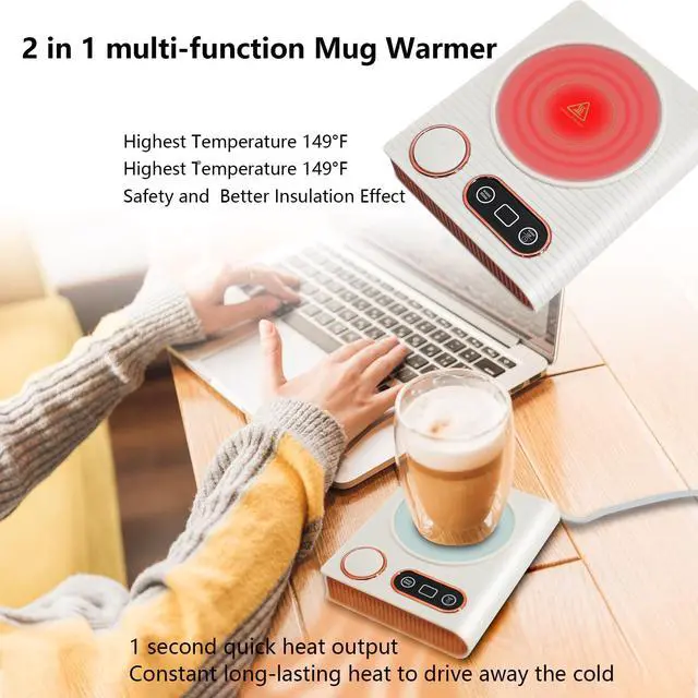 Alt view image 3 of 7 - 2-in-1 Mug Warmer with Warm Air Function, Coffee Cup & Candle Warmer for Desk, 100W Electric Beverage Warmer with Auto Shut-Off for Office