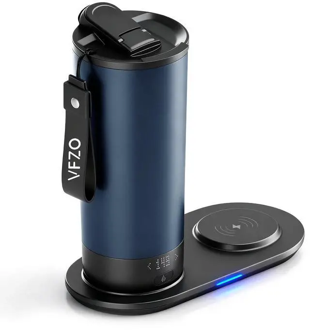 Main image of Temperature Control Heated Travel Mug Smart Self Heating Coffee Mug 20 Oz App Controlled LED Display coffee serving sets mug kept at a constant temperature for 4-10 hours (Navy Blue, 20 oz)