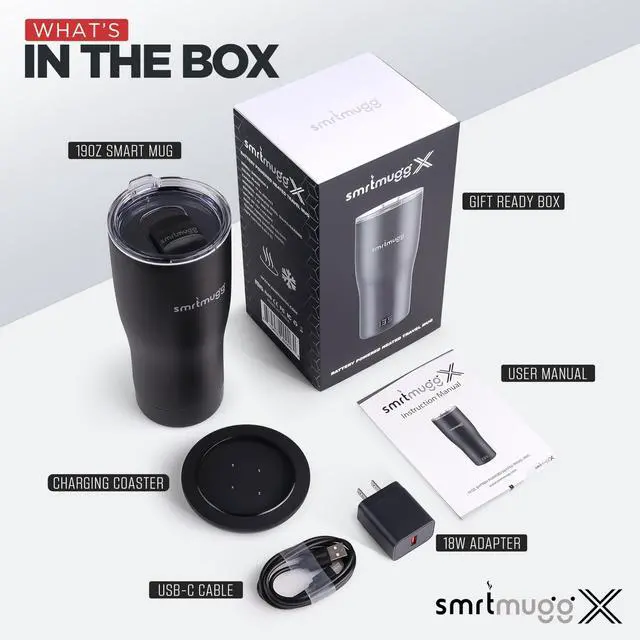 Alt view image 2 of 7 - X Heated Coffee Mug 19 oz., 8 Hour Battery Life, Self-Heating, Adjustable Temp Controlled, LCD Screen, One Button Temperature Adjustment, Includes Cover with Magnetic Slider (Black) (Black)