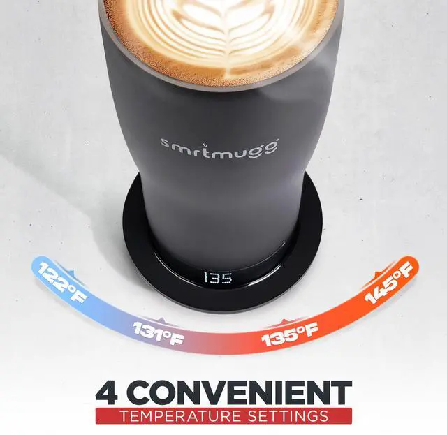 Alt view image 6 of 7 - X Heated Coffee Mug 19 oz., 8 Hour Battery Life, Self-Heating, Adjustable Temp Controlled, LCD Screen, One Button Temperature Adjustment, Includes Cover with Magnetic Slider (Black) (Black)