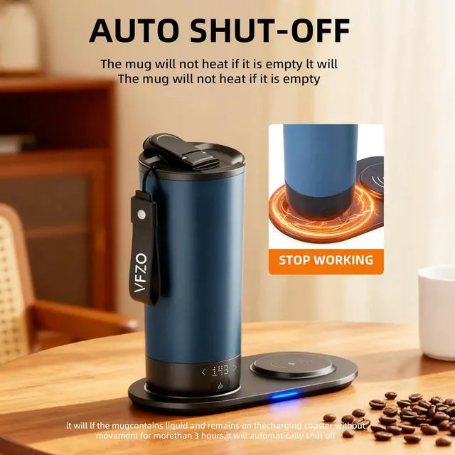 Alt view image 2 of 7 - Temperature Control Heated Travel Mug Smart Self Heating Coffee Mug 20 Oz App Controlled LED Display coffee serving sets mug kept at a constant temperature for 4-10 hours (Navy Blue, 20 oz)
