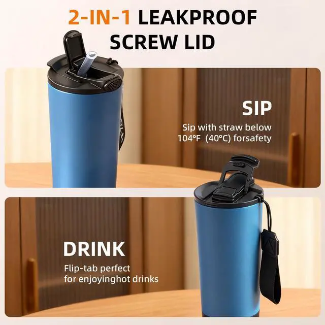Alt view image 3 of 7 - Temperature Control Heated Travel Mug Smart Self Heating Coffee Mug 20 Oz App Controlled LED Display coffee serving sets mug kept at a constant temperature for 4-10 hours (Navy Blue, 20 oz)