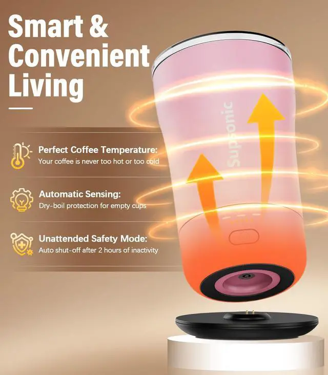 Alt view image 3 of 7 - 14oz Heated Coffee Mug, Self-Heating Travel Mug with 3-Temp Settings, Insulated Stainless Steel Constant Temperature Heating Mug for Beverage, Smart Heating Portable Coffee Mug | S1