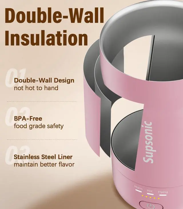 Alt view image 6 of 7 - 14oz Heated Coffee Mug, Self-Heating Travel Mug with 3-Temp Settings, Insulated Stainless Steel Constant Temperature Heating Mug for Beverage, Smart Heating Portable Coffee Mug | S1