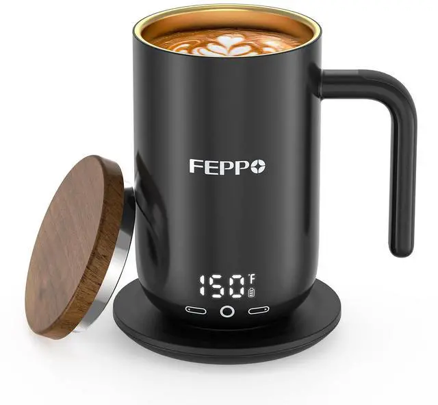 Main image of Coffee Mug Warmer, 16oz Heated Coffee Mug with Titanium Coating, Real-Time Digital Display, Built-in 2600mAh Battery with Charging Base, Temperature Control Smart Mug, Great Gift for Women/Men