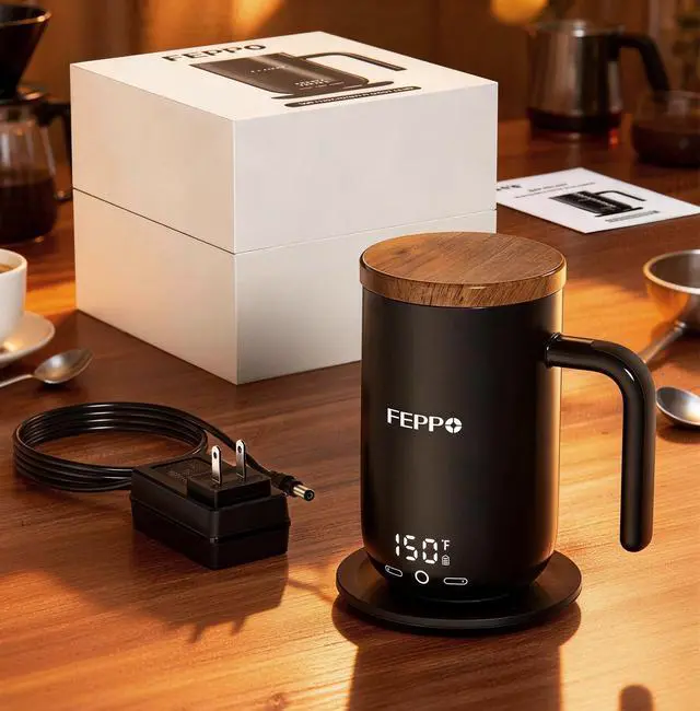 Alt view image 6 of 6 - Coffee Mug Warmer, 16oz Heated Coffee Mug with Titanium Coating, Real-Time Digital Display, Built-in 2600mAh Battery with Charging Base, Temperature Control Smart Mug, Great Gift for Women/Men