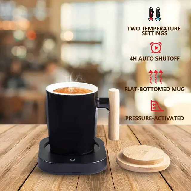 Alt view image 5 of 6 - Coffee Warmer & Mug Set, Cup Heater for Desk Temperature Control and Smart Auto Shut Off, 14oz, Two temperatures