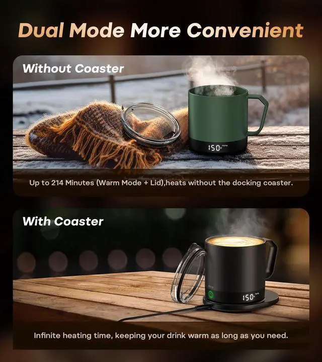 Alt view image 5 of 7 - Heated Coffee Mug 14oz, Rechargeable Temperature Control Mug with Lid