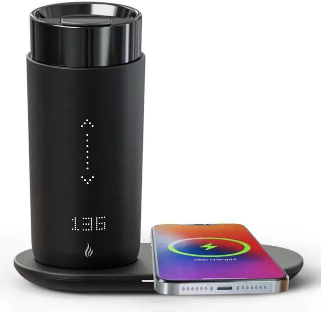 Main image of Temperature Control Heated Coffee Mug Smart Self Heating Travel Mug 12 Oz App Controlled Warmer Mug 4-10 Hour LED Display Keep Coffee Hot Fast Wireless Charger Base Dull Black