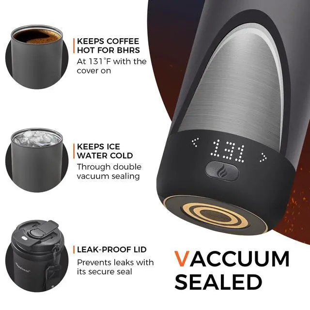 Alt view image 7 of 7 - Self-Heating Travel Mug 20oz,Smart Rechargeable Electric Temperature Control Heated Coffee Cup