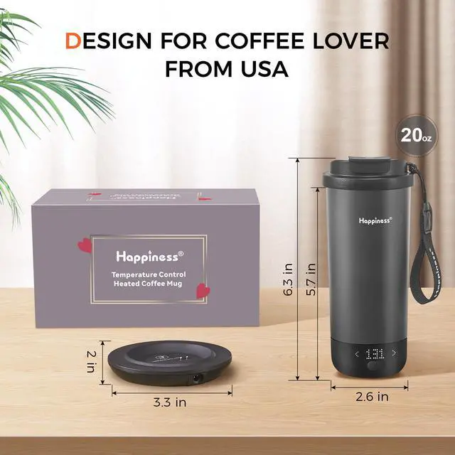 Alt view image 5 of 7 - Self-Heating Travel Mug 20oz,Smart Rechargeable Electric Temperature Control Heated Coffee Cup