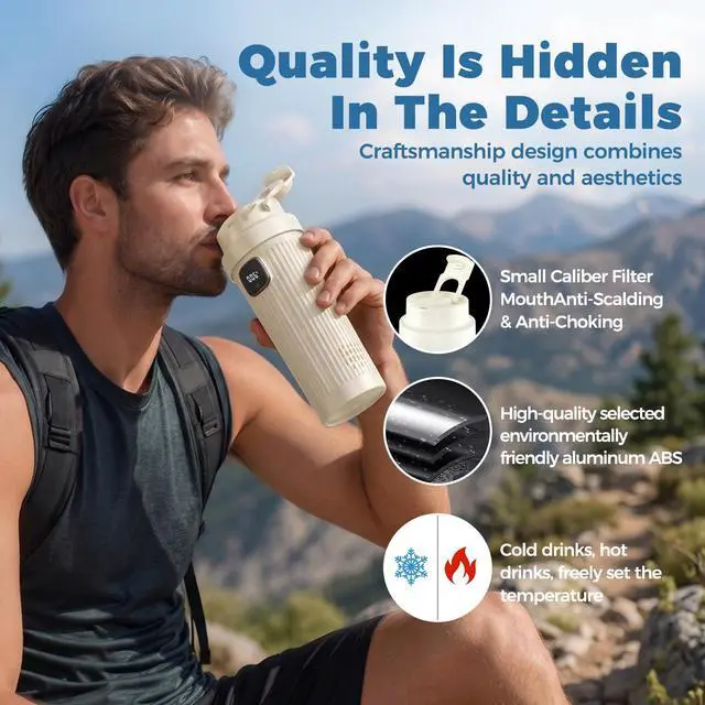 Alt view image 2 of 7 - 12V Intelligent Cooling, Heating and Constant Temperature Cup, 350ml Touch Screen Mug, 42°F-176°F Adjustable Heating & Fast Cooling, Keep Drinks Hot or Cold-for Car, Office, Home & Travel (Beige)