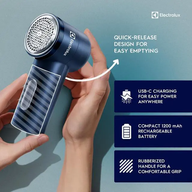 Alt view image 7 of 7 - Rechargeable Fabric Shaver | Compact Travel Lint Remover for Clothes & Furniture | Eliminates Fuzz & Pilling | 3-Speed Electric Lint Shaver with Type-C Fast Charging Port - Blue