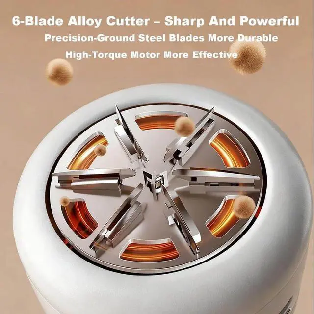 Alt view image 3 of 7 - Electric Fabric Shaver USB Lint Remover with 6 Blades, Safe for All Fabrics, Clothes, Sweater, Sofa & Furniture Portable Pilling Remover for Home & Travel (White)