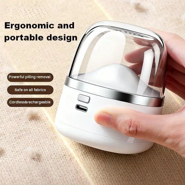 Alt view image 5 of 7 - Electric Fabric Shaver USB Lint Remover with 6 Blades, Safe for All Fabrics, Clothes, Sweater, Sofa & Furniture Portable Pilling Remover for Home & Travel (White)