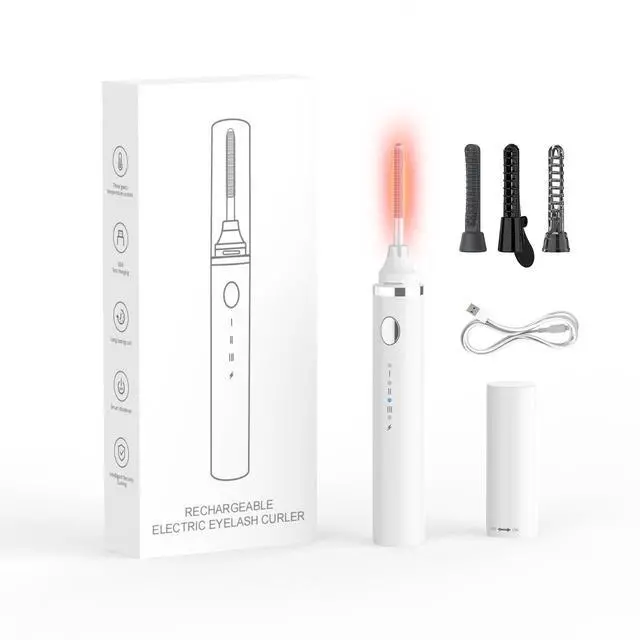 Main image of Heated Eyelash Curler, 360°Wand-Style Heated Eyelash Curler Comb with 3 Brush Heads & 3 Temp & 5s Fast HeatingLengthen/Define/Curler 3-in-1 Lash Curler for All Types of Lashes