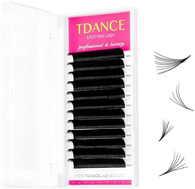 Main image of Easy Fan Lash Extension Rapid Blooming Volume Eyelash Extensions C CC D DD J B L Curl 0.03-0.12mm Thickness Easy Fan Volume Lashes Self Fanning Eyelashes Extension (0.05-D,12 mm)