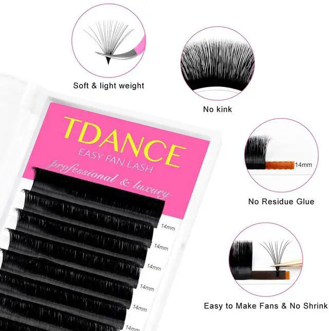 Alt view image 2 of 7 - Easy Fan Lash Extension Rapid Blooming Volume Eyelash Extensions C CC D DD J B L Curl 0.03-0.12mm Thickness Easy Fan Volume Lashes Self Fanning Eyelashes Extension (0.05-D,12 mm)