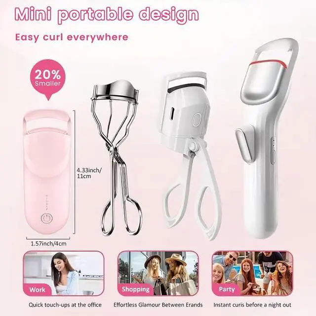 Alt view image 4 of 4 - Heated Eyelash Curler, Fast 5s Heat up, 24 Hours Long Lasting, Rechargeable Electric Lash Curler, Temperature Control, Safe Anti-Burn Eye Lash Curler, Quick Natural Curling Lashes (Pink)