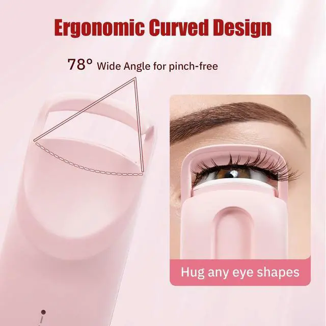 Alt view image 4 of 7 - Upgrade Heated Eyelash Curler, Electric Eyelash Curler with 5s Fast Heating, Type-C Rechargeable, Portable Lash Curler, Long-Lasting Lash Lift, Natural Style, Heat-Sensitive Pad (Pink)