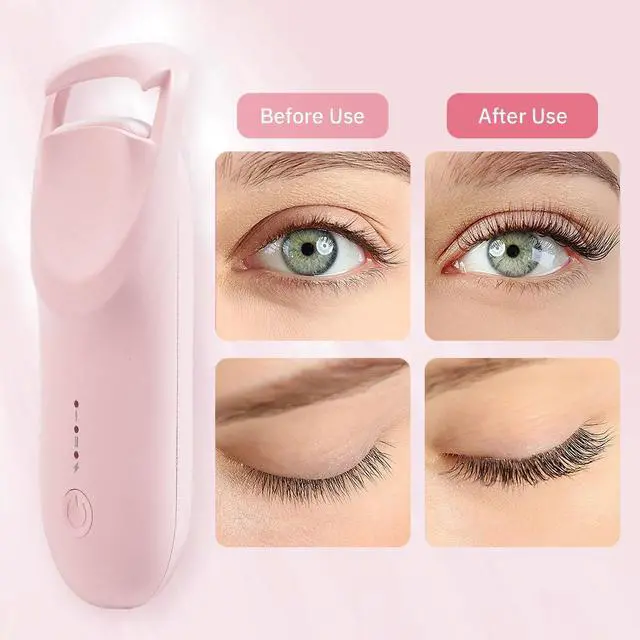 Alt view image 6 of 7 - Upgrade Heated Eyelash Curler, Electric Eyelash Curler with 5s Fast Heating, Type-C Rechargeable, Portable Lash Curler, Long-Lasting Lash Lift, Natural Style, Heat-Sensitive Pad (Pink)