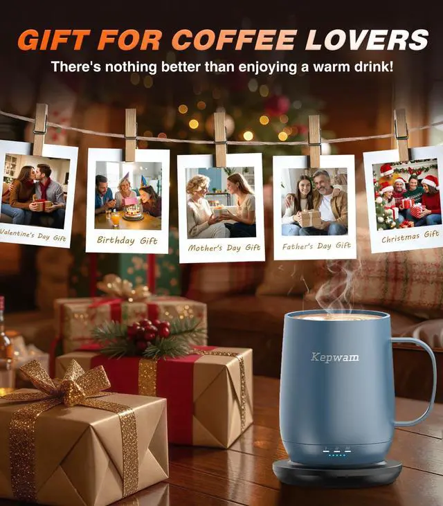Alt view image 7 of 7 - Self Heating Coffee Mug T2, 16oz Smart Heated Coffee Mug, 150 Min Battery Life - Hot up to 149 Temperature Control Coffee Mug Warmer, Gifts for Dad Mom (No APP)