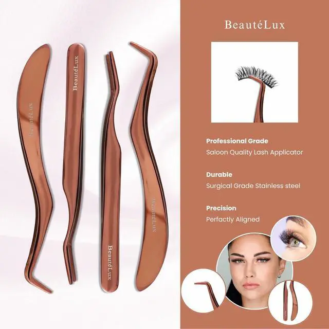 Alt view image 3 of 7 - Eyelash Applicator Set, Lash Application Tool, Rose Gold