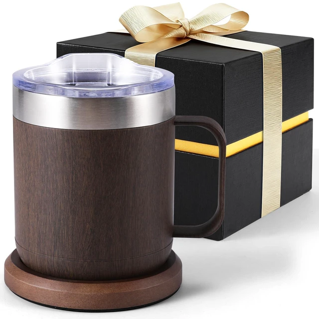 Main image of Gifts for Women Men, Heated Coffee Mug Up to 149°F, Ideal Gifts for Christmas, Birthday, Mother's Day, Father's Day or Any Occasion (12oz Wood)