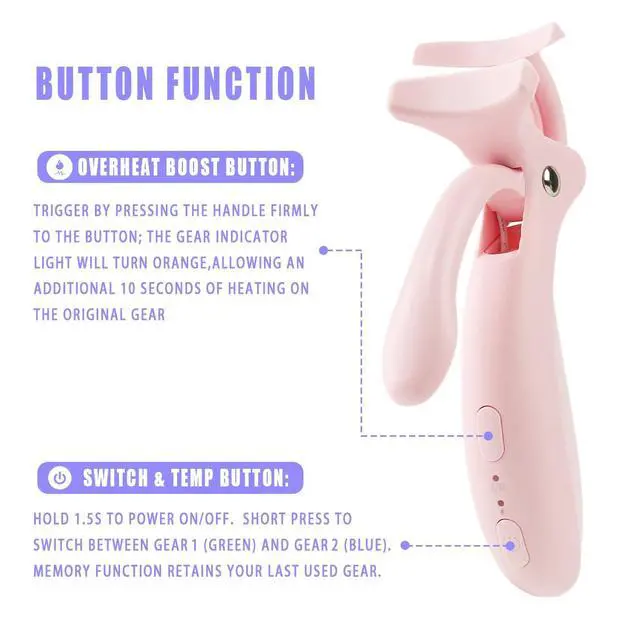 Alt view image 2 of 7 - Heated Eyelash Curler for Women,Fast Heat up,Electric Eyelash Curler with Color-Changing Silicone Pad & Overlay Heating, USB-C Rechargeable,2 Temperature Control,Long-Lasting Lash Curler
