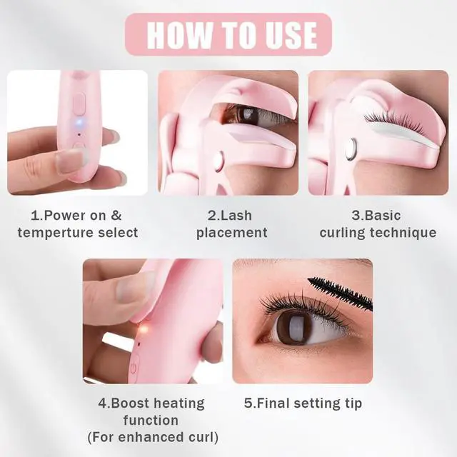 Alt view image 5 of 7 - Heated Eyelash Curler for Women,Fast Heat up,Electric Eyelash Curler with Color-Changing Silicone Pad & Overlay Heating, USB-C Rechargeable,2 Temperature Control,Long-Lasting Lash Curler
