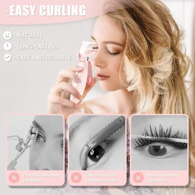 Alt view image 4 of 7 - Heated Eyelash Curler for Women,Fast Heat up,Electric Eyelash Curler with Color-Changing Silicone Pad & Overlay Heating, USB-C Rechargeable,2 Temperature Control,Long-Lasting Lash Curler