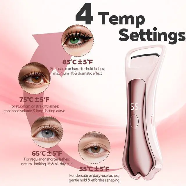 Alt view image 5 of 7 - Heated Eyelash Curler Fast Heat up Within 15s, Electric Eyelash Curlers with 4 Temperature Modes for 24H Long-Lasting Eyelash Curls, Cute Cat Paw Lash Curler Gentle Safe, Type-C Rechargeable