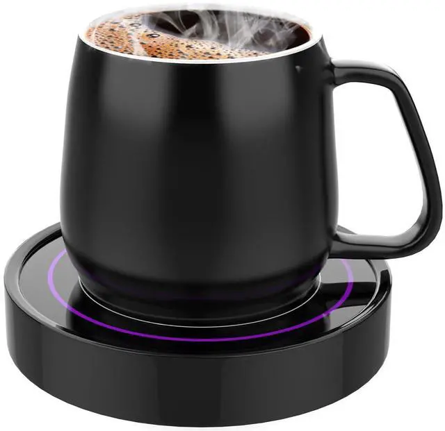 Main image of Coffee Warmer with Mug Set - Electric Beverage Cup Warmer for Desk Office Home Use, Candle Warmer Heating Plate with Gravity Switch Auto Shut Off (Up to 131F/55C), 12oz (Purple Set)