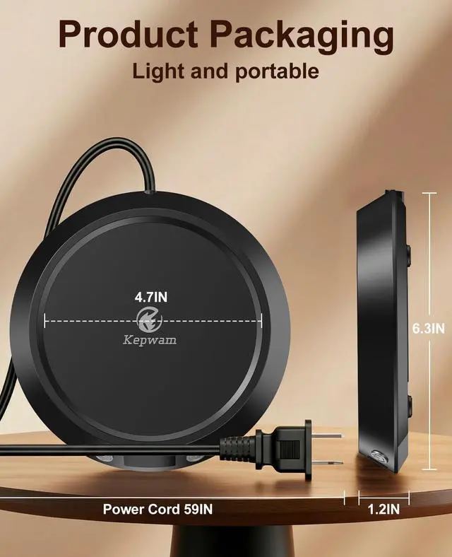 Alt view image 6 of 6 - Coffee Mug Warmer - 50W Electric Coffee Warmer for Desk 3 Temp Settings & 2-9 Timer Smart Cup Warmer for Desk Candle Warmer Plate with LED Lights Beverage Tea Milk Warmer for Home & Office